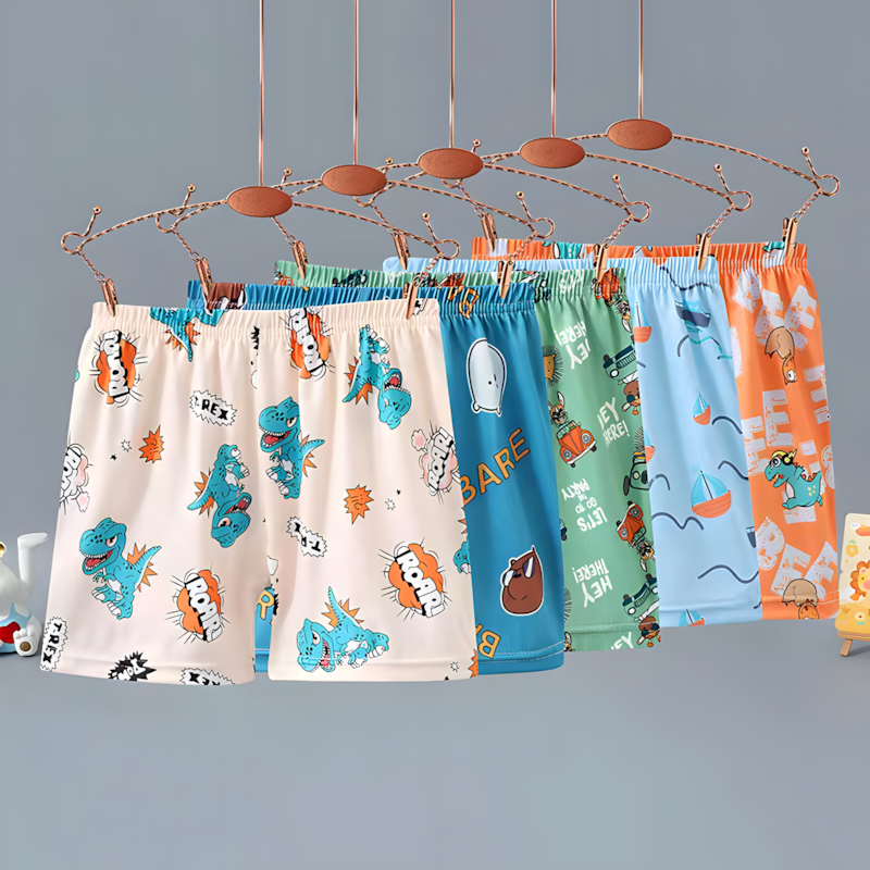 SHJO Boys Clothing Bottoms Shorts 【2-pack】Children'S Clothing Printed Cute Cartoon Home Shorts Loose Comfortable And Breathable Boys Boxer Shorts