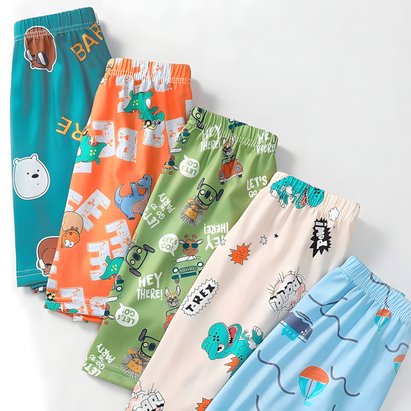SHJO Boys Clothing Bottoms Shorts 【2-pack】Children'S Clothing Printed Cute Cartoon Home Shorts Loose Comfortable And Breathable Boys Boxer Shorts