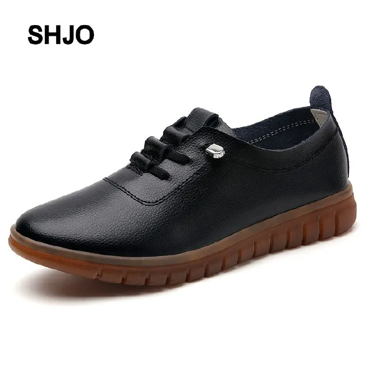 SHJO Women's Shoes Flats Loafers New Casual Pu Leather Shoes Non-Slip Flat Shoes Breathable Casual Shoes Loafers