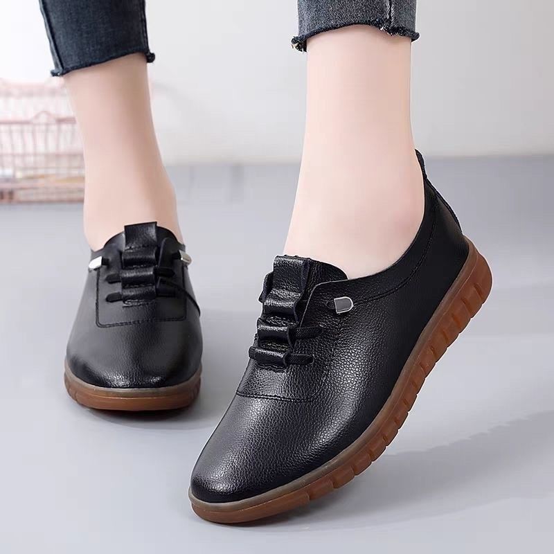 SHJO Women's Shoes Flats Loafers New Casual Pu Leather Shoes Non-Slip Flat Shoes Breathable Casual Shoes Loafers
