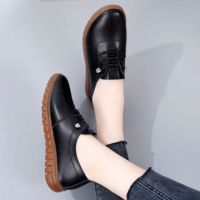 SHJO Women's Shoes Flats Loafers New Casual Pu Leather Shoes Non-Slip Flat Shoes Breathable Casual Shoes Loafers
