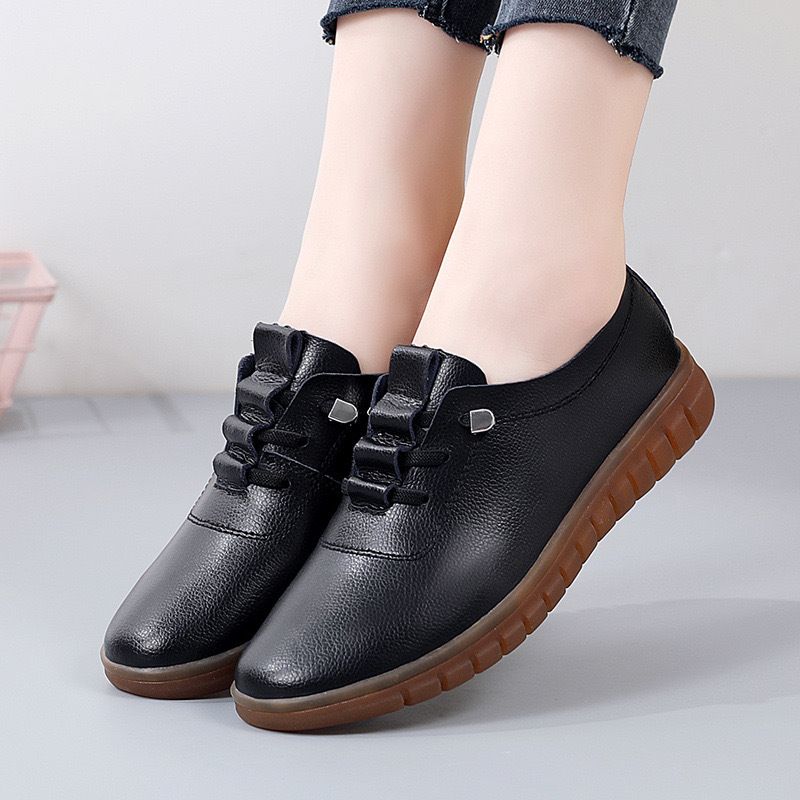 SHJO Women's Shoes Flats Loafers New Casual Pu Leather Shoes Non-Slip Flat Shoes Breathable Casual Shoes Loafers