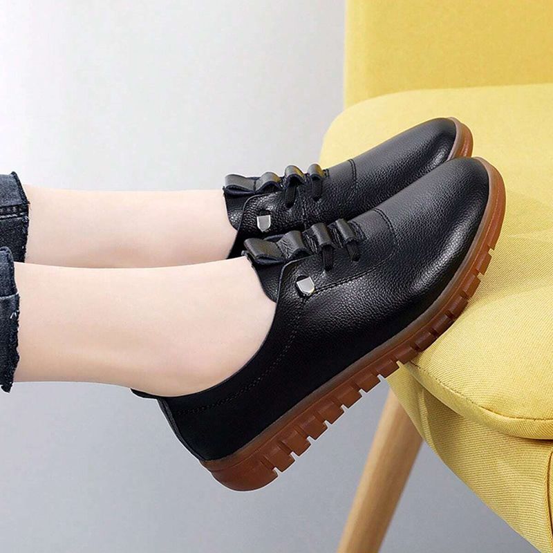 SHJO Women's Shoes Flats Loafers New Casual Pu Leather Shoes Non-Slip Flat Shoes Breathable Casual Shoes Loafers