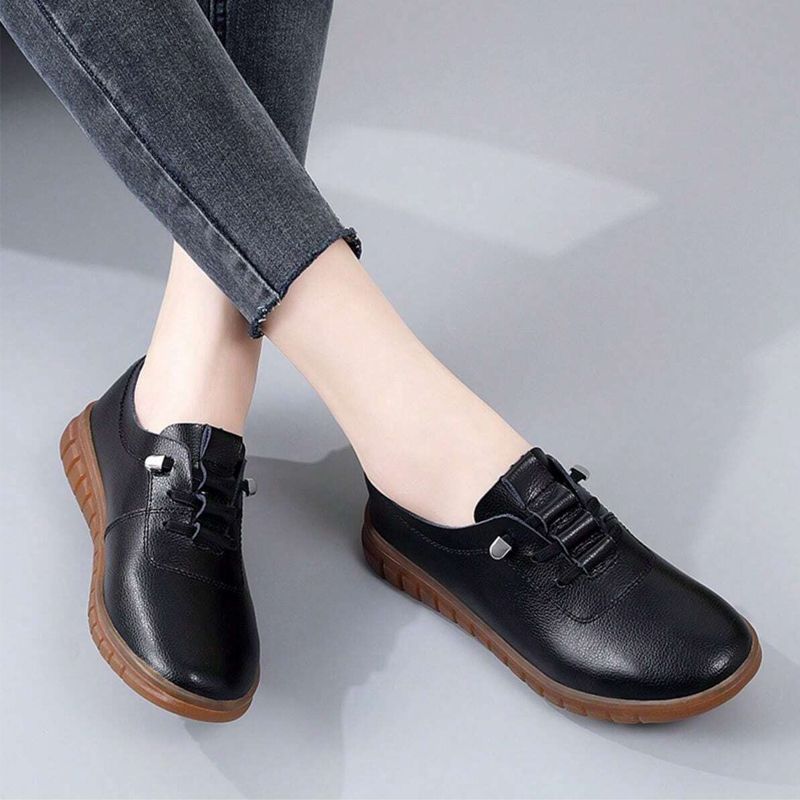 SHJO Women's Shoes Flats Loafers New Casual Pu Leather Shoes Non-Slip Flat Shoes Breathable Casual Shoes Loafers