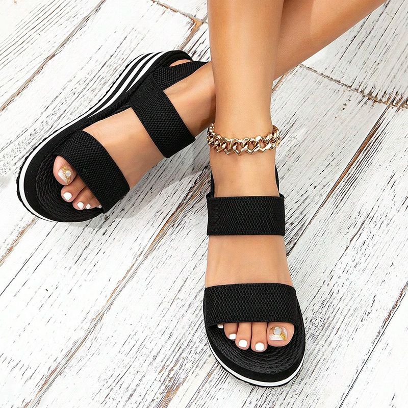 SHJO Women's Shoes Sandals Heels Sandals Fashionable Outer Wear Roman Imitation Hemp Rope Sole Sandals Thick Sole High Heel Sandals