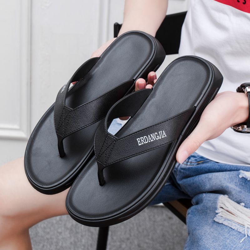 SHJO Men's Shoes Slippers Flip-Flops New Rubber Flip-Flops Casual Ins Flip-Flops Korean Style Large Size Beach Shoes Flip-Flops