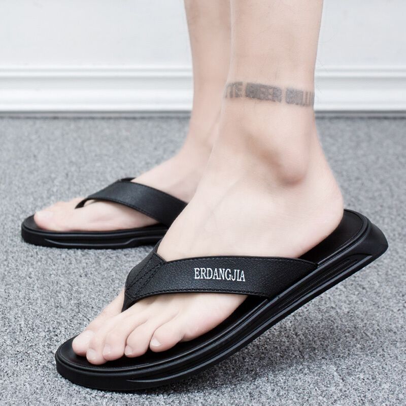 SHJO Men's Shoes Slippers Flip-Flops New Rubber Flip-Flops Casual Ins Flip-Flops Korean Style Large Size Beach Shoes Flip-Flops