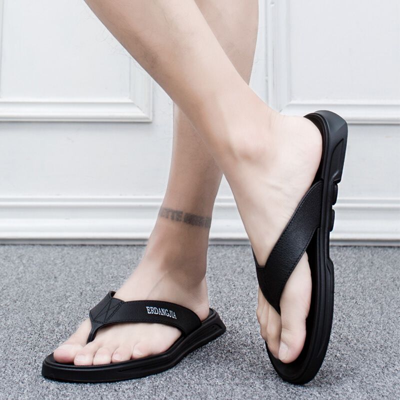SHJO Men's Shoes Slippers Flip-Flops New Rubber Flip-Flops Casual Ins Flip-Flops Korean Style Large Size Beach Shoes Flip-Flops
