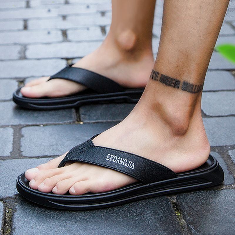 SHJO Men's Shoes Slippers Flip-Flops New Rubber Flip-Flops Casual Ins Flip-Flops Korean Style Large Size Beach Shoes Flip-Flops