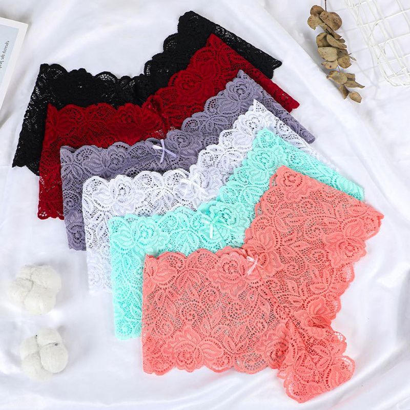 SHJO Ladies Underwear 6 Pack Floral Lace Thong New Style Breathable Comfort Sexy Ladies Floral Ladies Underwear Lace Panties See-through Underwear V Waist