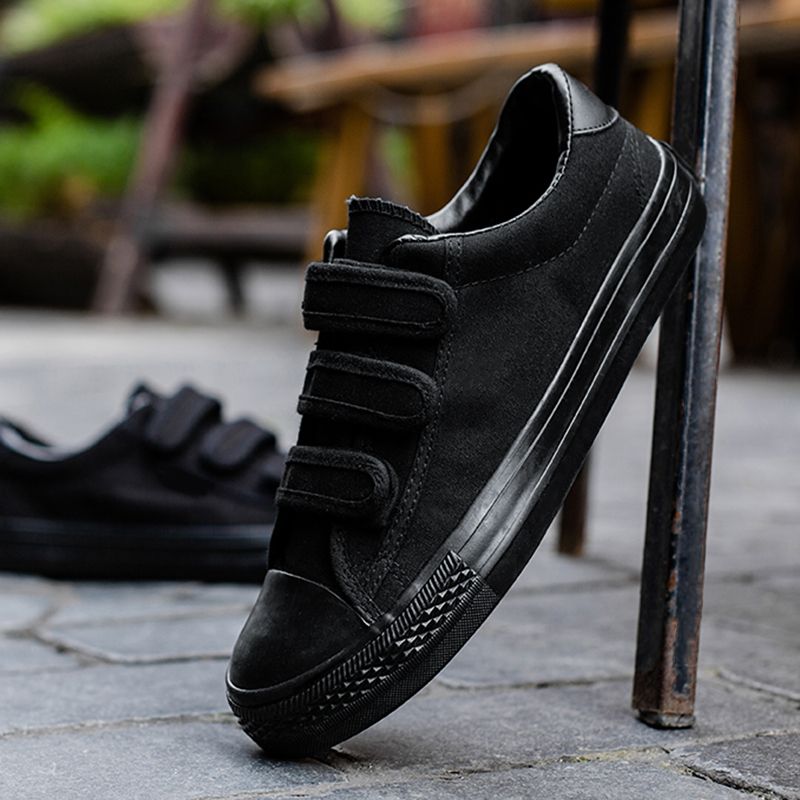 SHJO Women's Shoes Flats Canvas Shoes New Velcro Korean Style Low-Top Student Sneakers Cloth Shoes Casual Shoes