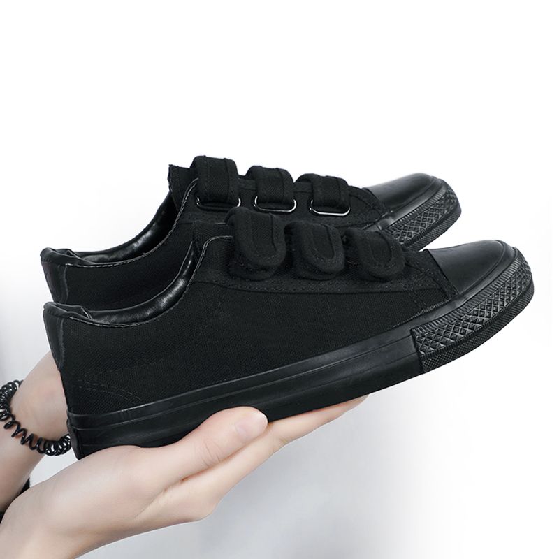 SHJO Women's Shoes Flats Canvas Shoes New Velcro Korean Style Low-Top Student Sneakers Cloth Shoes Casual Shoes