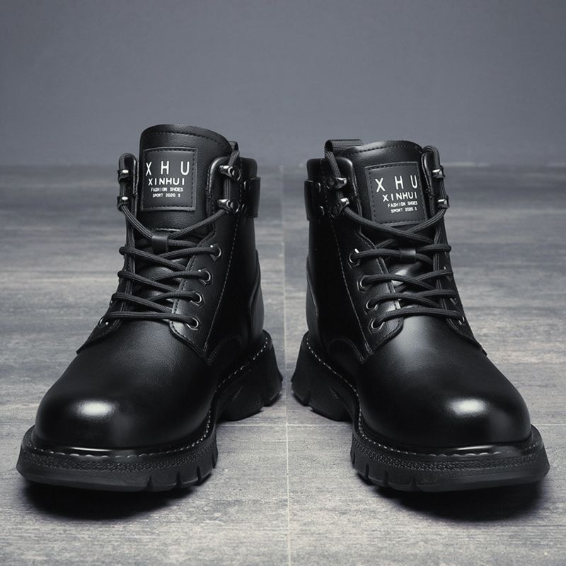 SHJO Men's Shoes Boots Ankle Bootie Martin Boots New High Top British Style Black Work Boots Motorcycle Leather Boots Casual Leather Shoes Work Shoes High Top Boots