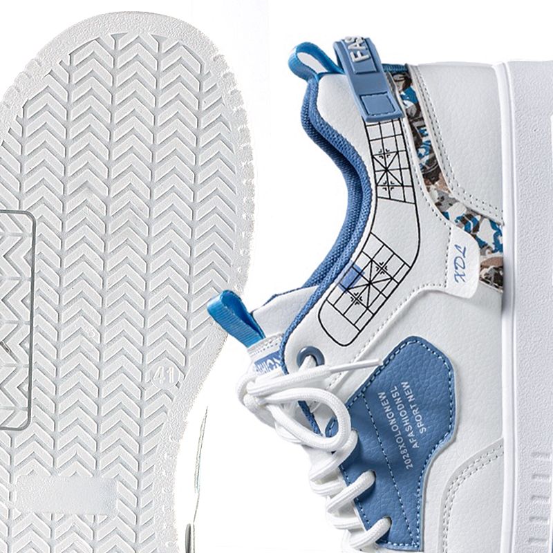 SHJO Men's Shoes Athletic Skateboarding Sneakers New Leather Panel Shoes Sports Shoes Trendy Teenagers Students White Shoes Low Top Sports Casual Shoes