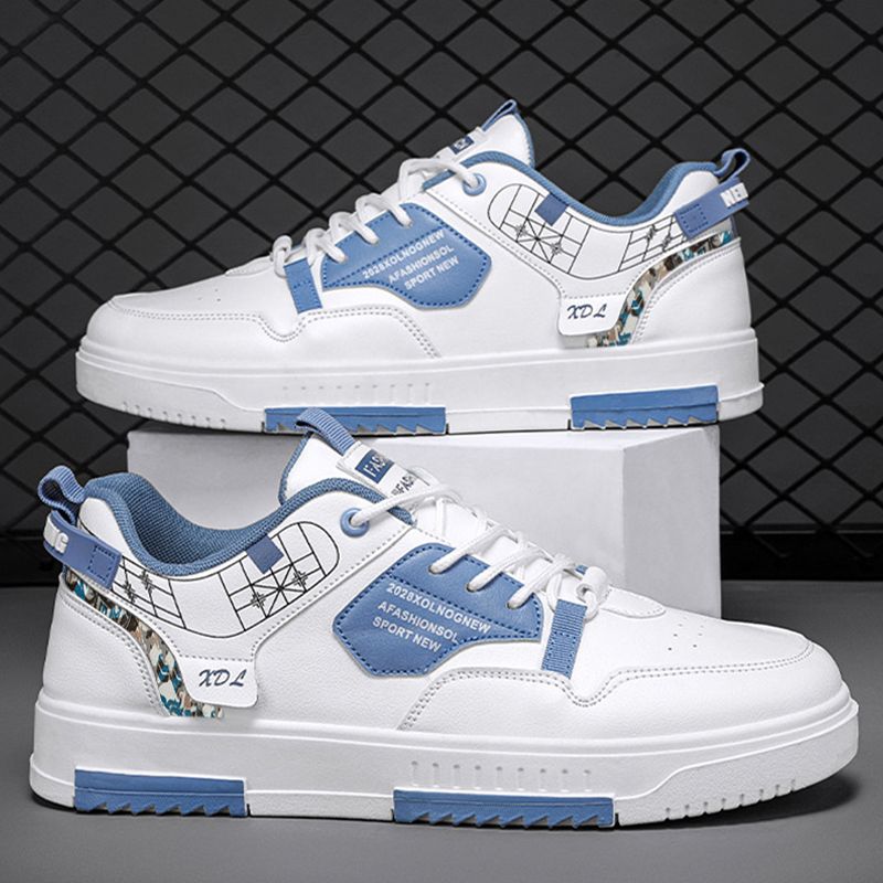 SHJO Men's Shoes Athletic Skateboarding Sneakers New Leather Panel Shoes Sports Shoes Trendy Teenagers Students White Shoes Low Top Sports Casual Shoes