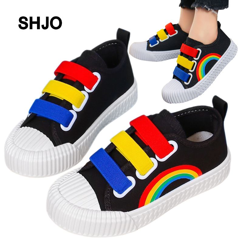 Children's Canvas Shoes New Sports Shoes Girls Kindergarten Baby Rainbow Sneakers Boys White Shoes
