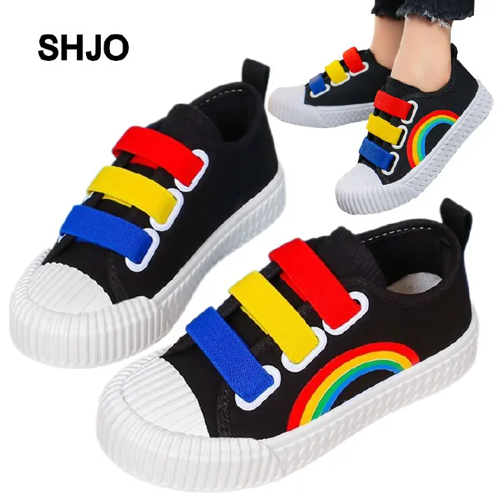 Children's Canvas Shoes New Sports Shoes Girls Kindergarten Baby Rainbow Sneakers Boys White Shoes