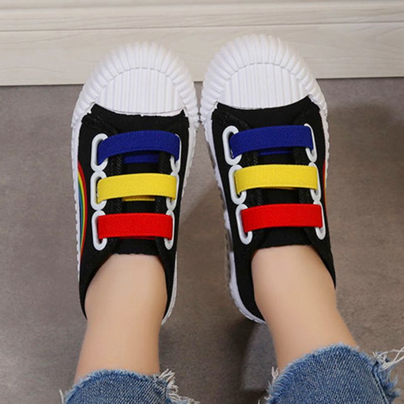 Children's Canvas Shoes New Sports Shoes Girls Kindergarten Baby Rainbow Sneakers Boys White Shoes