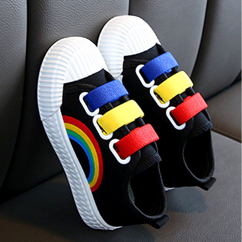 Children's Canvas Shoes New Sports Shoes Girls Kindergarten Baby Rainbow Sneakers Boys White Shoes