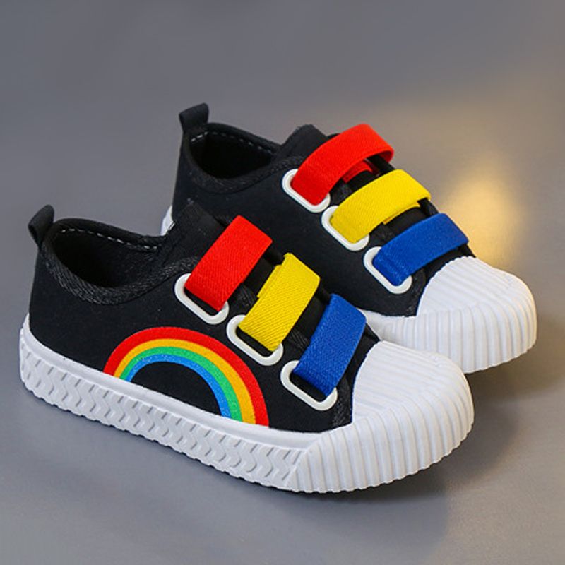 Children's Canvas Shoes New Sports Shoes Girls Kindergarten Baby Rainbow Sneakers Boys White Shoes
