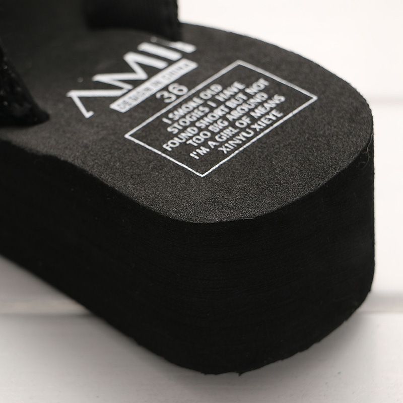 Beach Shoes Sandals Women's Slippers Wedge Heel Sequin Flip-Flops Breathable And Comfortable