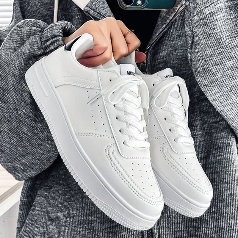Men's New Breathable White Shoes Student Korean Style Trendy All-Match Thick Bottom Sports Casual Shoes