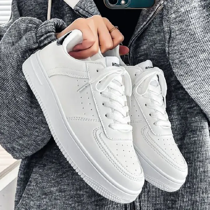 SHJO Men Shoes Fashion Sneaker Casual Sports Board Hiking Commuter Flat-Soled Skateboarding Outdoor With Minimalist Design, Cushioned Insole, Non-Slip Traction Outsole, Ideal For Urban Outings White