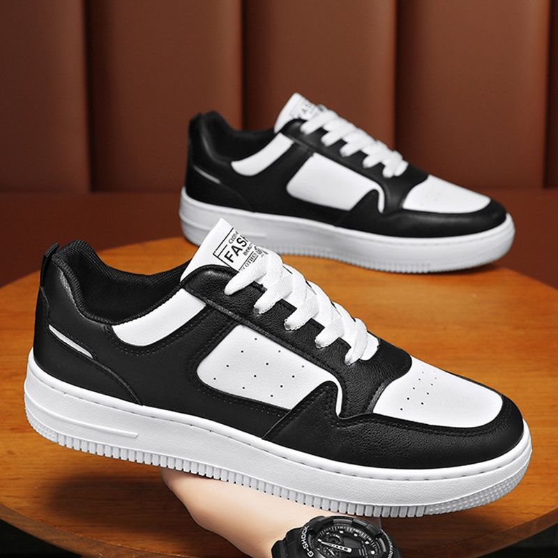 SHJO Women's Fashion Sneaker Shoes – Black & White Contrast Upper, Breathable Perforated Toe Box, Non-Slip Traction Outsole, Ideal For Urban Outings & All-Day Comfort, All Sizes Available