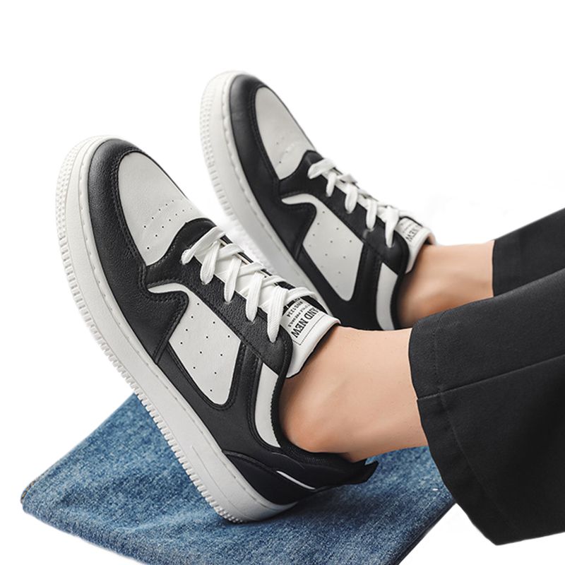 SHJO Women's Fashion Sneaker Shoes – Black & White Contrast Upper, Breathable Perforated Toe Box, Non-Slip Traction Outsole, Ideal For Urban Outings & All-Day Comfort, All Sizes Available