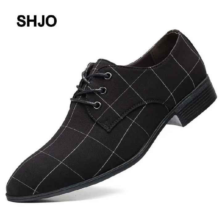 Men's Cloth Shoes Casual Shoes Breathable Pointed Toe Canvas Leather Shoes Business Korean Style Formal Work