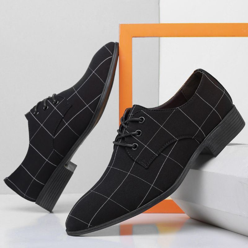 Men's Cloth Shoes Casual Shoes Breathable Pointed Toe Canvas Leather Shoes Business Korean Style Formal Work