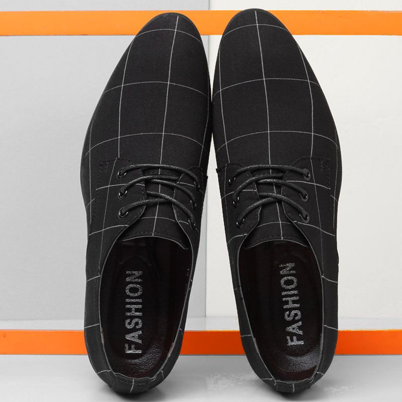 Men's Cloth Shoes Casual Shoes Breathable Pointed Toe Canvas Leather Shoes Business Korean Style Formal Work