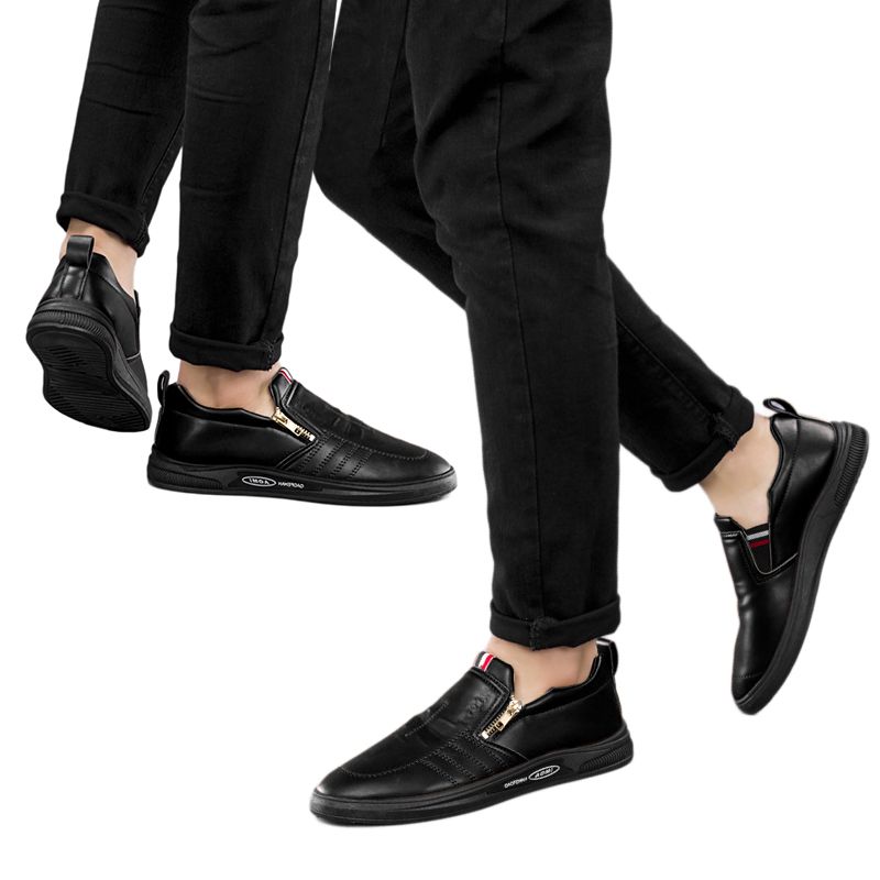 New Style Leather Shoes For Men Business Casual Leather Shoes Versatile Zipper Style Casual Shoes Breathable And Comfortable