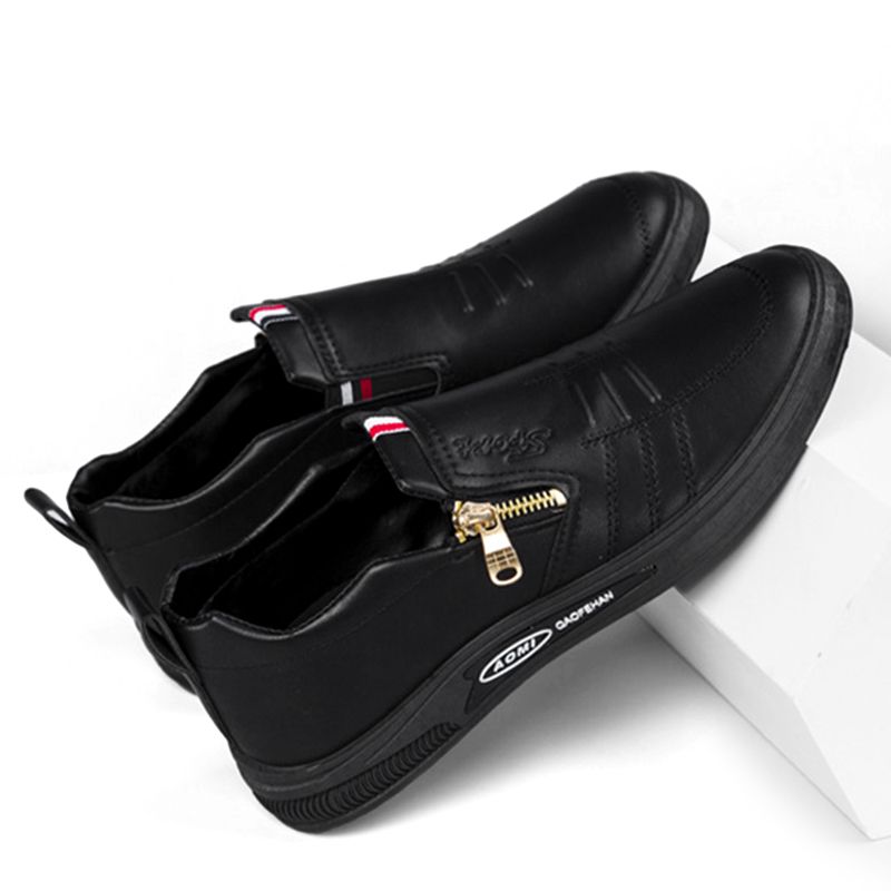 New Style Leather Shoes For Men Business Casual Leather Shoes Versatile Zipper Style Casual Shoes Breathable And Comfortable