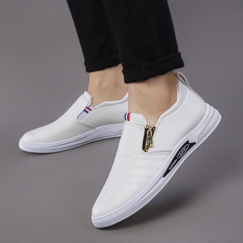 New Style Leather Shoes For Men Business Casual Leather Shoes Versatile Zipper Style Casual Shoes Breathable And Comfortable