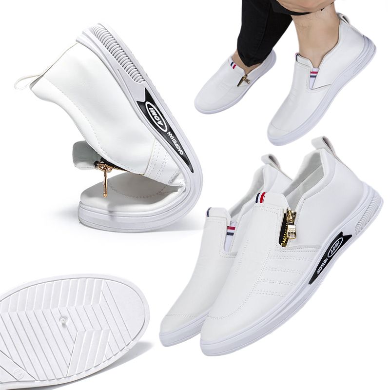New Style Leather Shoes For Men Business Casual Leather Shoes Versatile Zipper Style Casual Shoes Breathable And Comfortable