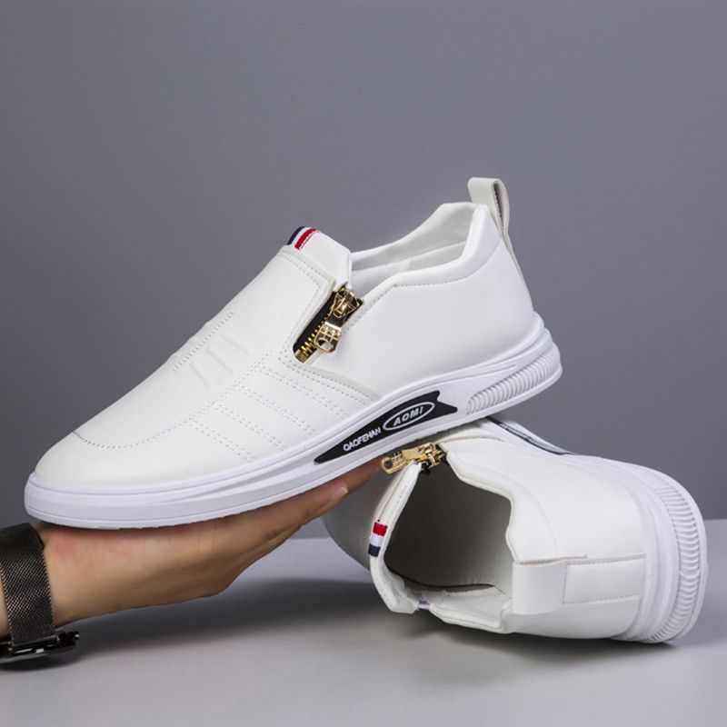 New Style Leather Shoes For Men Business Casual Leather Shoes Versatile Zipper Style Casual Shoes Breathable And Comfortable
