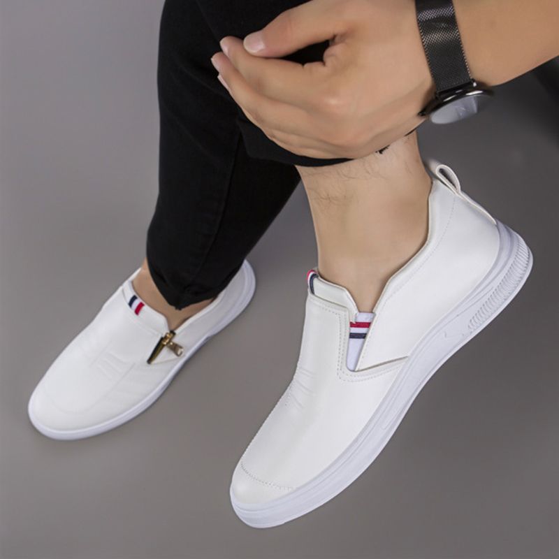 New Style Leather Shoes For Men Business Casual Leather Shoes Versatile Zipper Style Casual Shoes Breathable And Comfortable