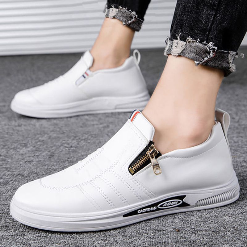 New Style Leather Shoes For Men Business Casual Leather Shoes Versatile Zipper Style Casual Shoes Breathable And Comfortable