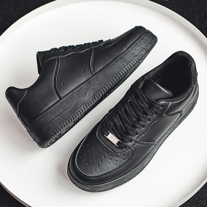 SHJO Men's Chunky Platform Sneaker Shoes – Black With Classic Stitched Accents, Secure Lace-Up Closure, Lightweight Construction, Suitable For Travel & Trendy Street Style, All Sizes Available