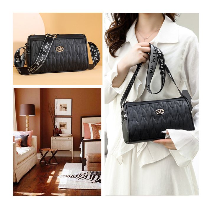 BigBox New arrival Women's wide shoulder strap pleated crossbody bag, women's small bag, women's shoulder bag
