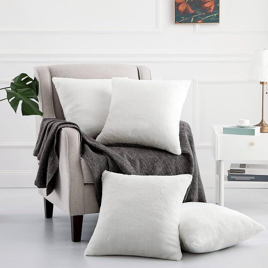 【Discounted】Ragen 17 x 17 inches Pillow Inserts, Sets of Hypoallergenic Brushed Microfiber Liner Down Alternative Filled Square Cushion Throw Pillow