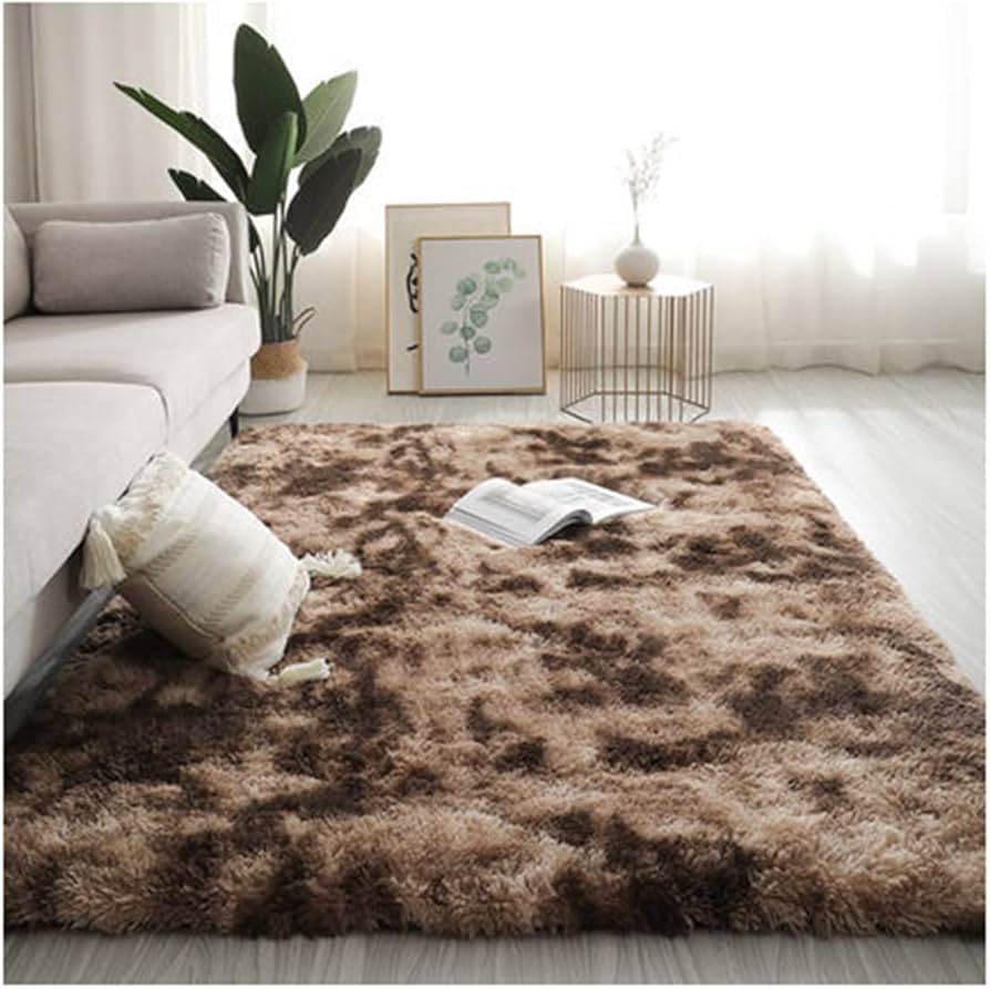 Ragen Bed side Carpet Living room gradient tie-dye plush carpet bedroom sofa geometric pattern edging soft carpet non-slip room carpet Rugs
