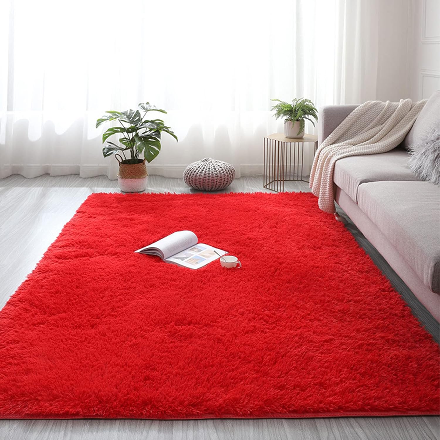 Ragen Bed side Carpet Living room gradient tie-dye plush carpet bedroom sofa geometric pattern edging soft carpet non-slip room carpet Rugs