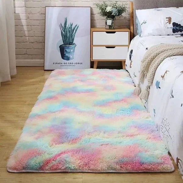 Ragen Bed side Carpet Living room gradient tie-dye plush carpet bedroom sofa geometric pattern edging soft carpet non-slip room carpet Rugs