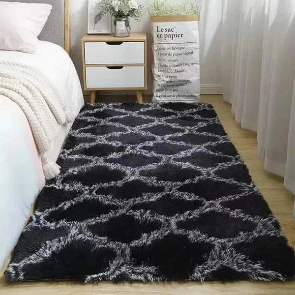 Ragen Bed side Carpet Living room gradient tie-dye plush carpet bedroom sofa geometric pattern edging soft carpet non-slip room carpet Rugs