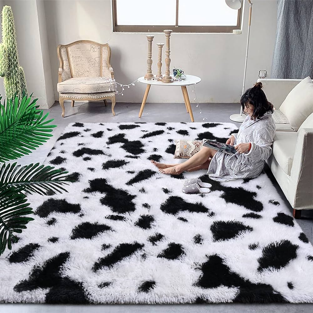 Ragen Bed side Carpet Living room gradient tie-dye plush carpet bedroom sofa geometric pattern edging soft carpet non-slip room carpet Rugs