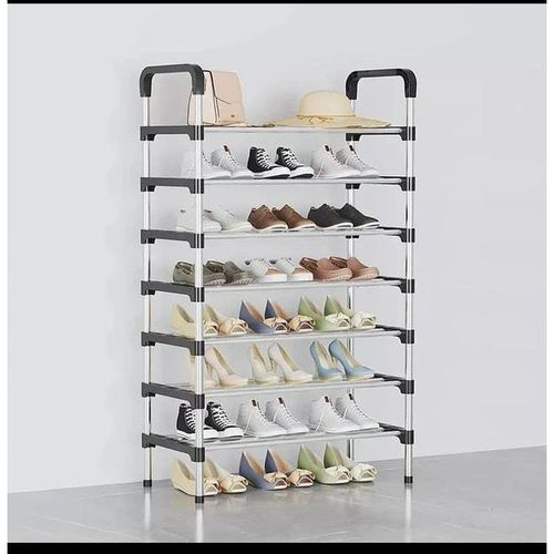 7 Tiers Shoe Storage Shoe Rack with Hooks,Fit 20-25 Pairs,Adjustable Shoe Shelf for Entryway,Hallway,Bedroom,Metal Bottom Support