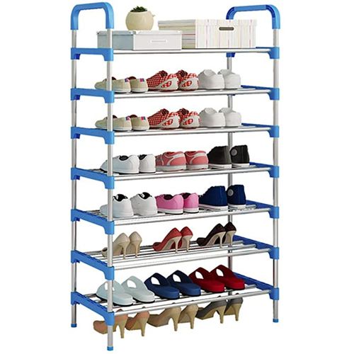 7 Tiers Shoe Storage Shoe Rack with Hooks,Fit 20-25 Pairs,Adjustable Shoe Shelf for Entryway,Hallway,Bedroom,Metal Bottom Support