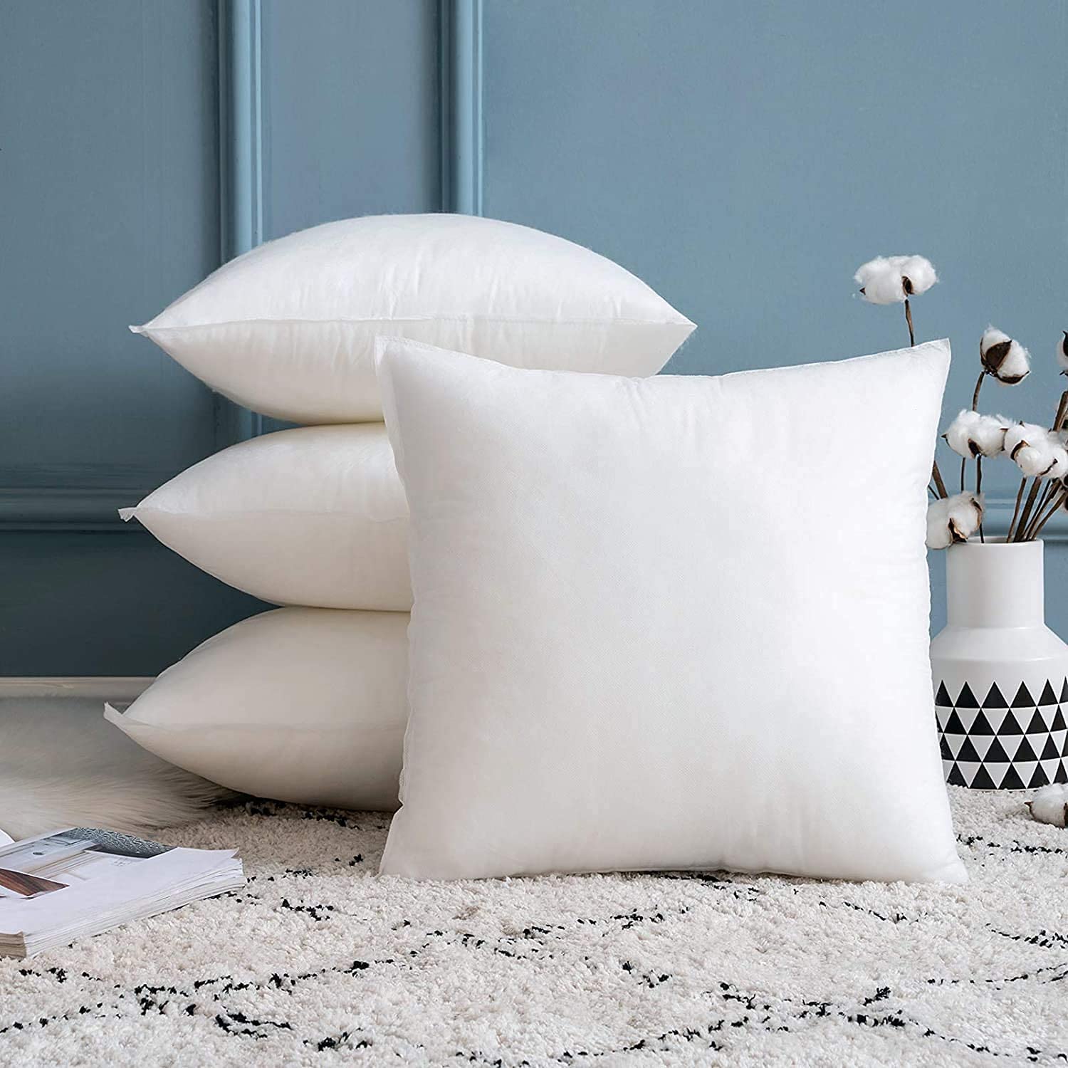 【Discounted】Ragen 17 x 17 inches Pillow Inserts, Sets of Hypoallergenic Brushed Microfiber Liner Down Alternative Filled Square Cushion Throw Pillow